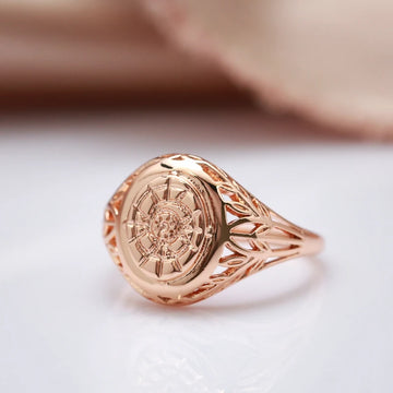 New Arrival 14K Rolled Rose Gold Fashion Glossy Unique Pattern Round Rings Ethnic Bride Wedding Jewellery